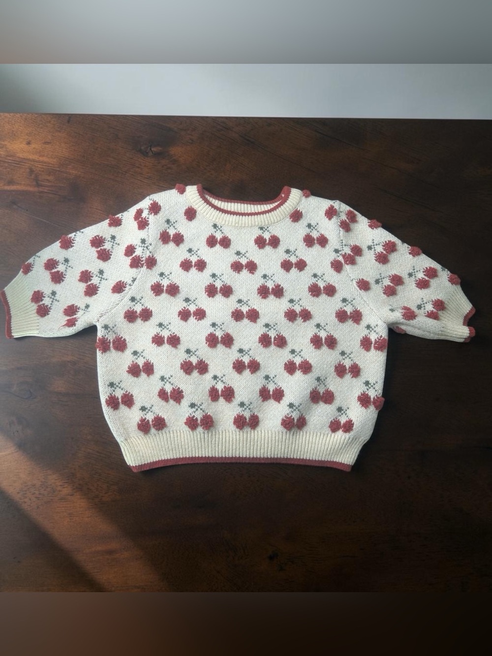 CIDER Cherry Textured Knit Sweater Size S